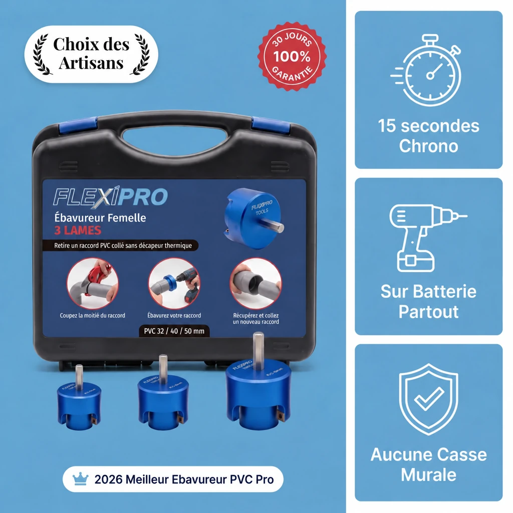 Coffret et trois ébavureurs femelles bleus FlexiPro, visuel de la boutique au logo harmonisé